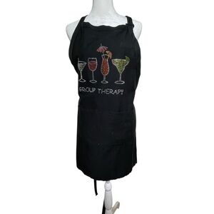 Group Therapy Black Rhinestone Cocktail Bar Apron OS